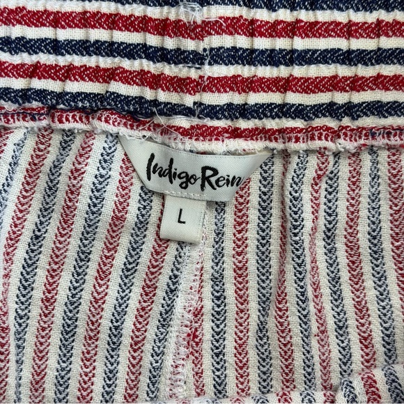 Indigo Rein Linen Pants Womens Large Multicolor Striped Wide Leg Rayon - Picture 3 of 11
